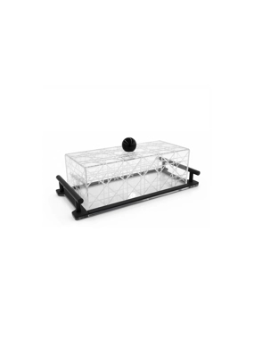 Serving Tray with Lid Rectangular – Acrylic with Black Handle