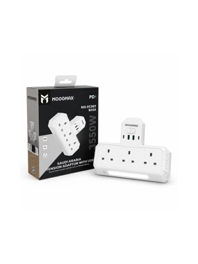 3550W White Wall Power Adapter with USB Port and PD Fast Charging - WaveMax