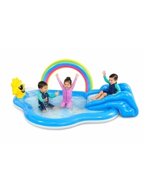 Children's pool with slide, rainbow, and water sprayer (257 x 145 x 91 cm)