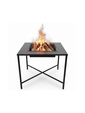 Black cast iron stove for heating and grilling, 60x60x50 cm