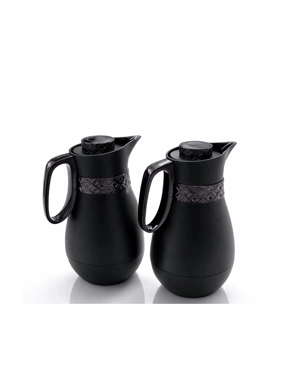 Tea and coffee thermos in matte black, luxurious design, 1 liter + 1 liter