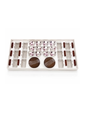 Luxury Porcelain Cups & Glass Mugs Set with Wooden Handles – 26 Pieces
