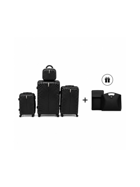 Black Hard Shell Trolley Luggage Set – 4 Pieces with FREE Laptop Bag & iPad Sleeve