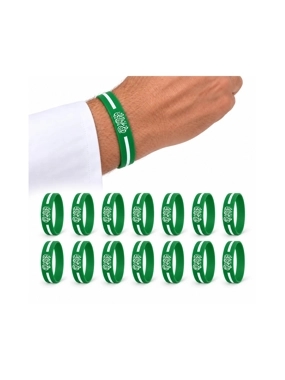 Green Saudi National Day Rubber Bracelets – 15 Pieces