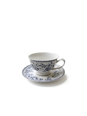Decorated Porcelain Cup with Saucer