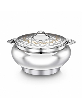 Al Saif 5000ml steel food container with a silver and gold-plated lid