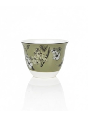 Luxury Porcelain Coffee Cup Set with Green Design – 12 Pieces