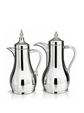 Tea & Coffee Thermos Set 1L – Acrylic Handle, Silver Design