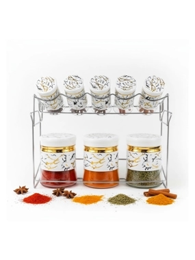 Marble and Gold Spice Set – 8 Jars