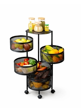 5-Tier Round Rolling Storage Shelves
