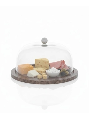 round serving plate in Purple marble fibers wood and acrylic