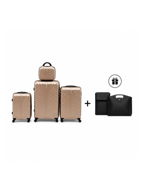 New Travel Hard Shell Luggage Set – 4 Pieces, Beige, with FREE Laptop Bag & iPad Sleeve