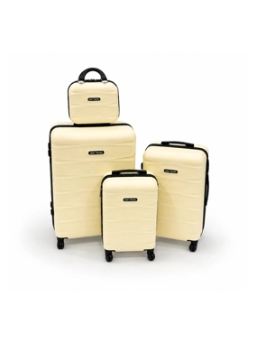 New Travel Trolley Fiber 4-Piece Suitcase Set, Cream, 12-20-24-28 Inch