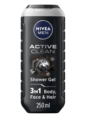 Nivea Men Active Clean 3-in-1 Shower Gel 250Ml 4005900326683