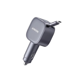 Anker PD Nano 75W Car Charger with Retractable Type-C Cable and Type-C Port - Gray