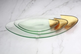 Concave oval gold serving platter