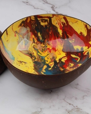 Coconut bowl yellow artistic mix