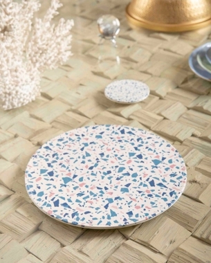 Terrazzo leather placemats and coasters set for 4 people