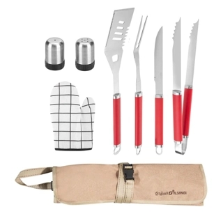 7-piece BBQ tool set 50×16×6 cm — long-lasting use, easy to carry and organize, a complete set for all grilling needs, 2-year warranty