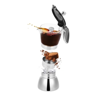 Espresso maker stainless steel high quality 180 ml – easy to use and clean, durable and suitable for trips, preserves original coffee flavor, 2-year warranty