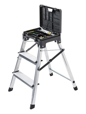 Ladder with Tool Box 49.4*53.4cm - Heavy duty, easy to store and transport, enhances safety and stability