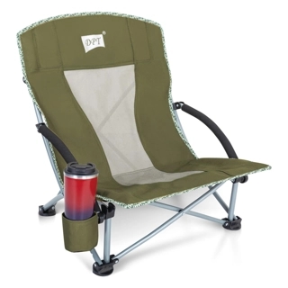 Short-Leg Camping Chair, Supports 120 kg – High weight capacity, lightweight and portable, provides comfort and stability, 2-year warranty.