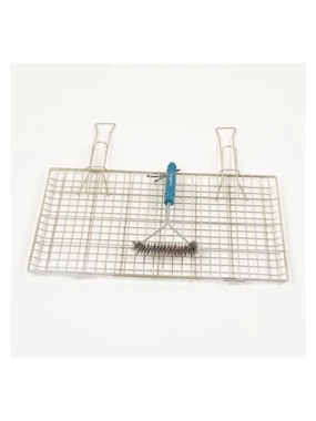 Compact BBQ Package — includes grill mesh + brush, lightweight, ideal for perfect grilling trips.