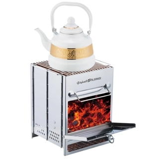 Stainless Steel Charcoal and Firewood Burner with Case 212127 cm – Easy to carry and store, durable and rust-resistant, versatile for various uses, 2-year warranty.