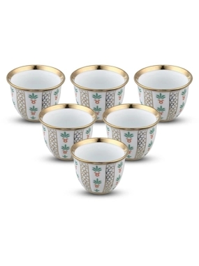 Porcelain Coffee Cup Set 6 Pieces, long-lasting with daily use, gives your coffee table a luxurious traditional look, easy to use and clean, 2-year warranty.
