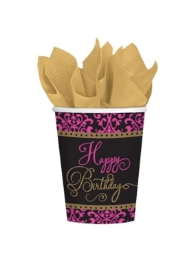 18 Plastic Cups Happy Birthday 9oz 266ml