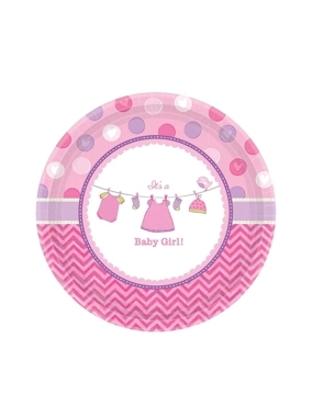 Baby Girl Shower Plates 10.50 Inches 8Pcs