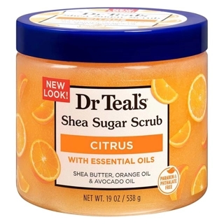 DR TEAL'S SHEA SUGAR EXFOLIATING BODY SCRUB CITRUS VITAMIN C 538 G
