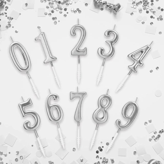 Silver Number Candles