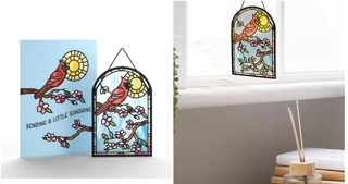 Sending Sunshine Cardinal Sun catcher Card