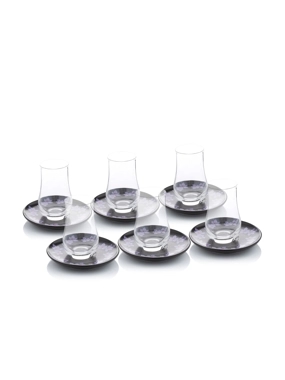 Black Tea Cups Set with Crescent Pattern from Naqaa