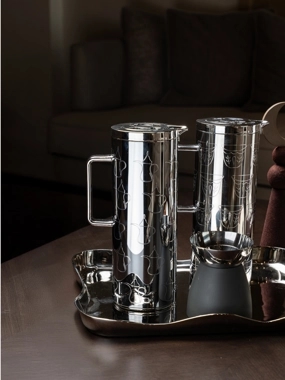 Silver Coffee Flask with Dallah Pattern from Tila