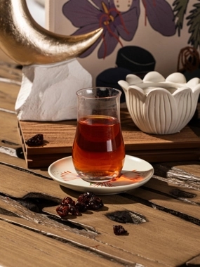 Beige Tea Cups Set with Floral Pattern from Naqaa