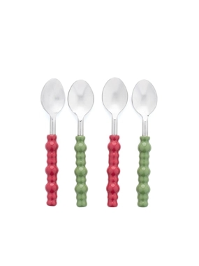 Dessert Spoons Set of 4 with Green and Red Handles from Naqaa
