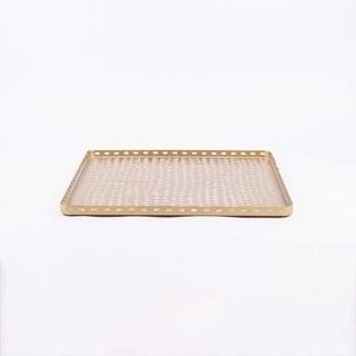 Dotted Large square golden serving tray from Pure