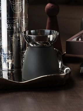 Silver Metal Mabkhara with Grey Base from Tila
