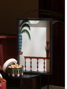 Selora Serving Tray – Glass & Wood with Mediterranean Balcony Design