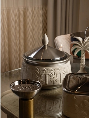 Beige Food Warmer 2.8 Liters Stainless steel with Silver Lid from Malath