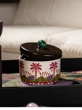 Beige Palm Date Bowl with Lid from Naqaa