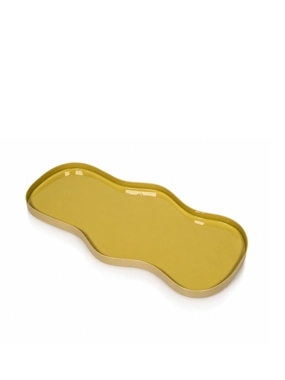 Large Metal Wavy Serving Tray 35×17 cm Amber Brown from Palmora