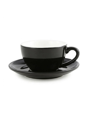 Espresso Cup with Saucer, Glossy Black - 85 ml
