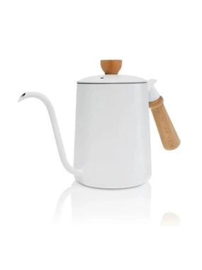 Cream-colored pour-over kettle with wooden handle, 650ml