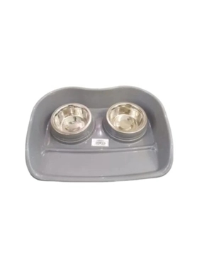 Fly Go Double Stainless Steel Bowl with Base for Cats and Dogs (Multiple Colors)