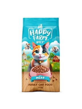 Happy Farm Dry Cat Food with Meat 15kg
