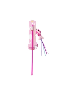 Cat Toy Fish shaped wand with colorful ribbons (multicolored)