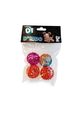 DT Spiral Ball Set with Bell for Cats and Dogs (Assorted Colors - 4 Pieces)